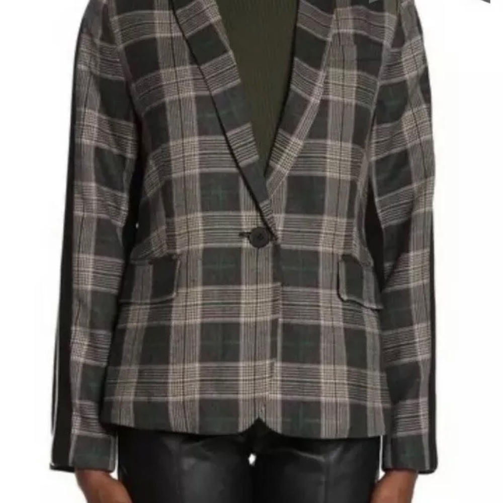 Dolce CaboPlaid Stripe Trim Blazer Size L - Picture 2 of 9